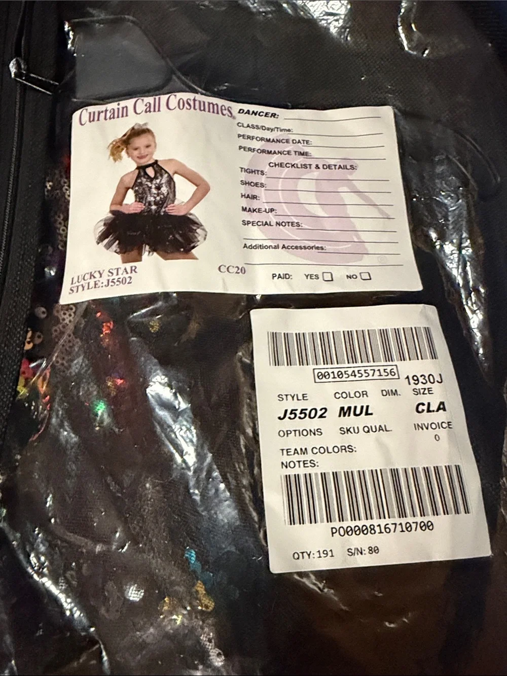 Girls Black Sequin Tulle Dance Costume Dress